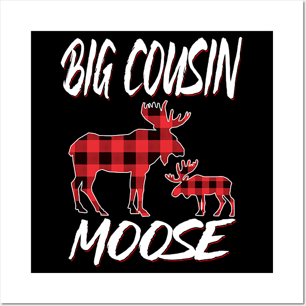 Red Plaid Big Cousin Moose Matching Family Pajama Christmas Gift Wall Art by intelus